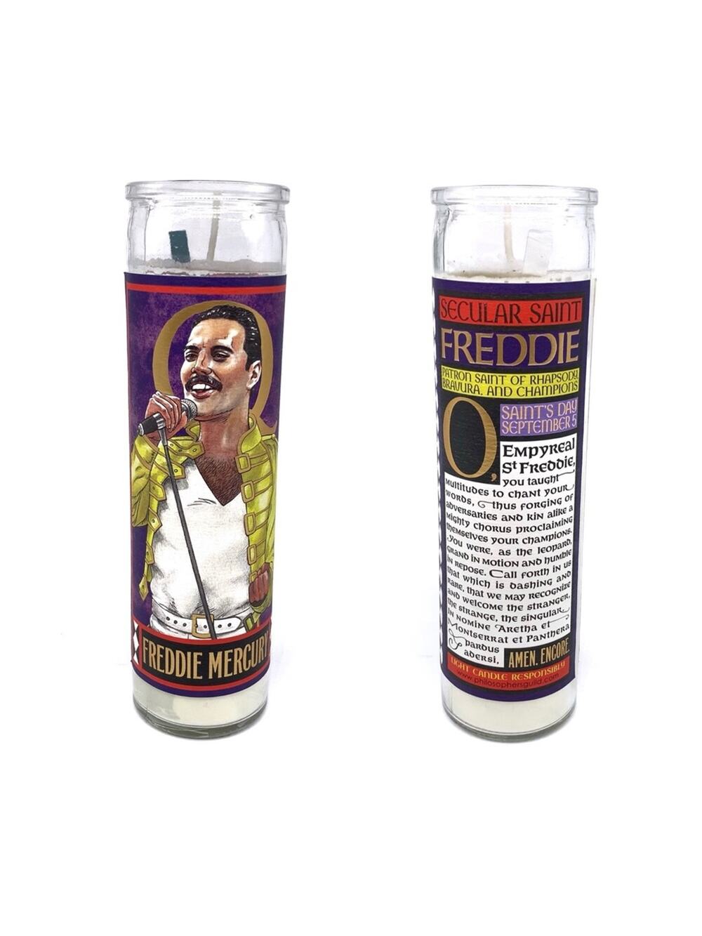 NWT SECULAR SAINTS Freddie Mercury Prayer Candle 8.5"